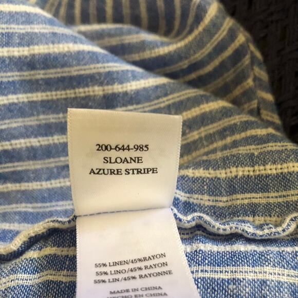 Rails Sloane Linen Blue Azure Stripe Front Tie Top Shirt Women's Size Large - Picture 10 of 14